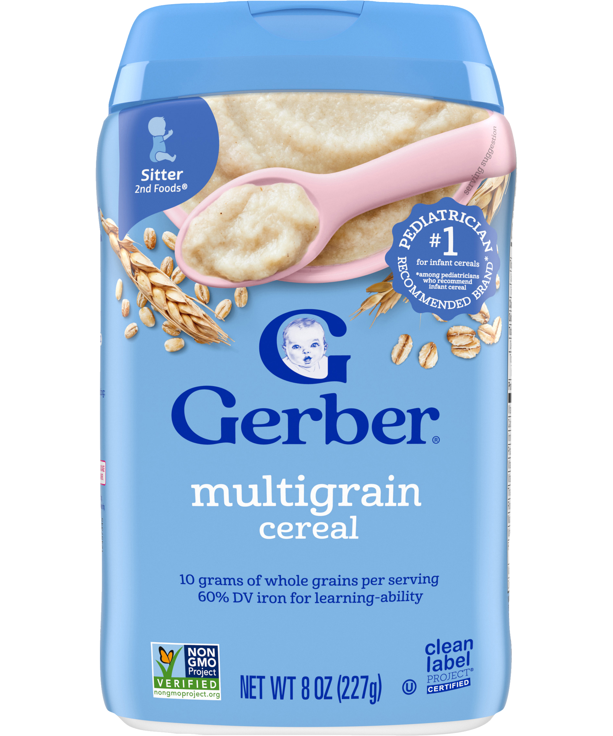 Gerber Multigrain Cereal - 227g | Gentle Grains Infant Cereal, Non-GMO, 60% DV Iron for Learning-Ability & 10g Whole Grains for Sitter Babies (6+ Months) - MINIMEE KIDS