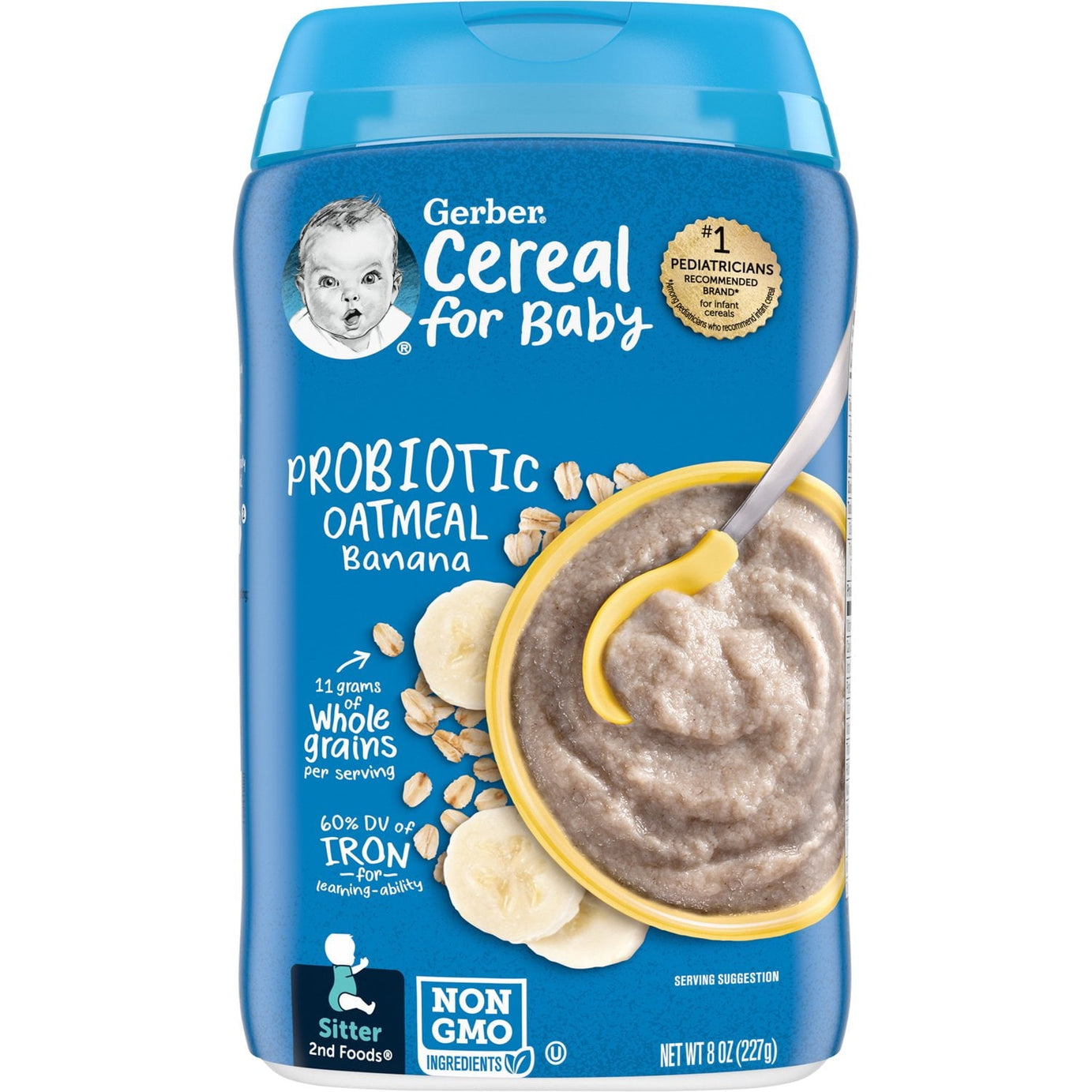 Gerber Probiotic Oatmeal & Banana Cereal for Sitter Babies 2nd Foods - 227g - MINIMEE KIDS