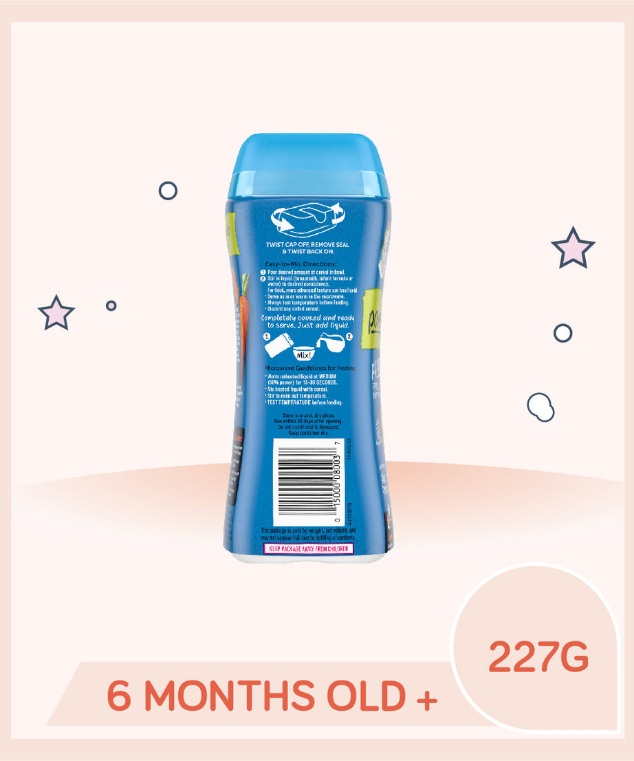 Gerber Powerblend Cereal for Baby – Probiotic Oatmeal Lentil Carrot & Apple | Iron-Fortified, Whole Grains & Plant Protein | NON-GMO, 227g | 8+ Months