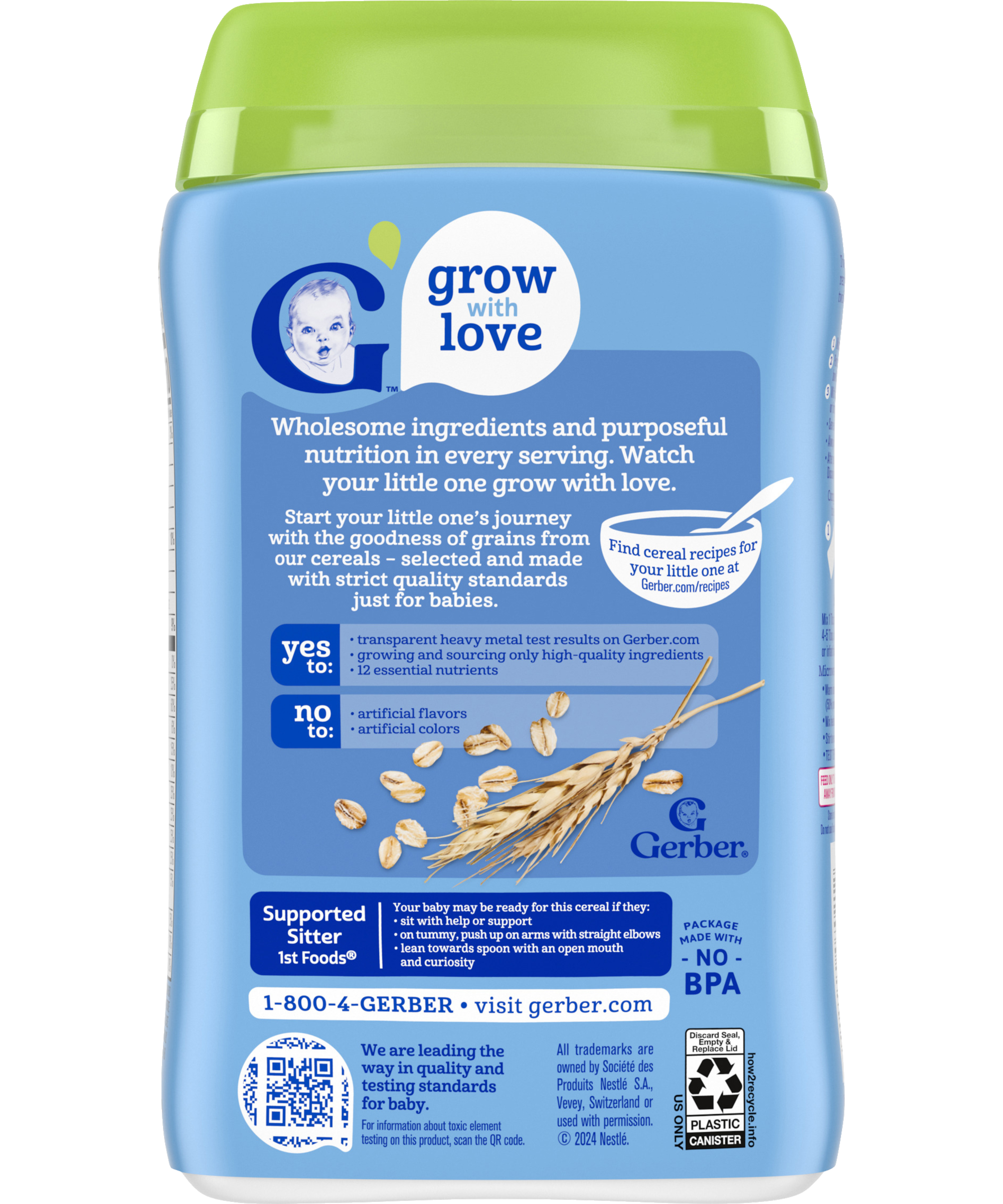 Gerber Organic Oatmeal Cereal – 227g | Single Grain Infant Cereal with 60% Daily Iron – First Foods for Supported Sitters (4+ Months) - MINIMEE KIDS
