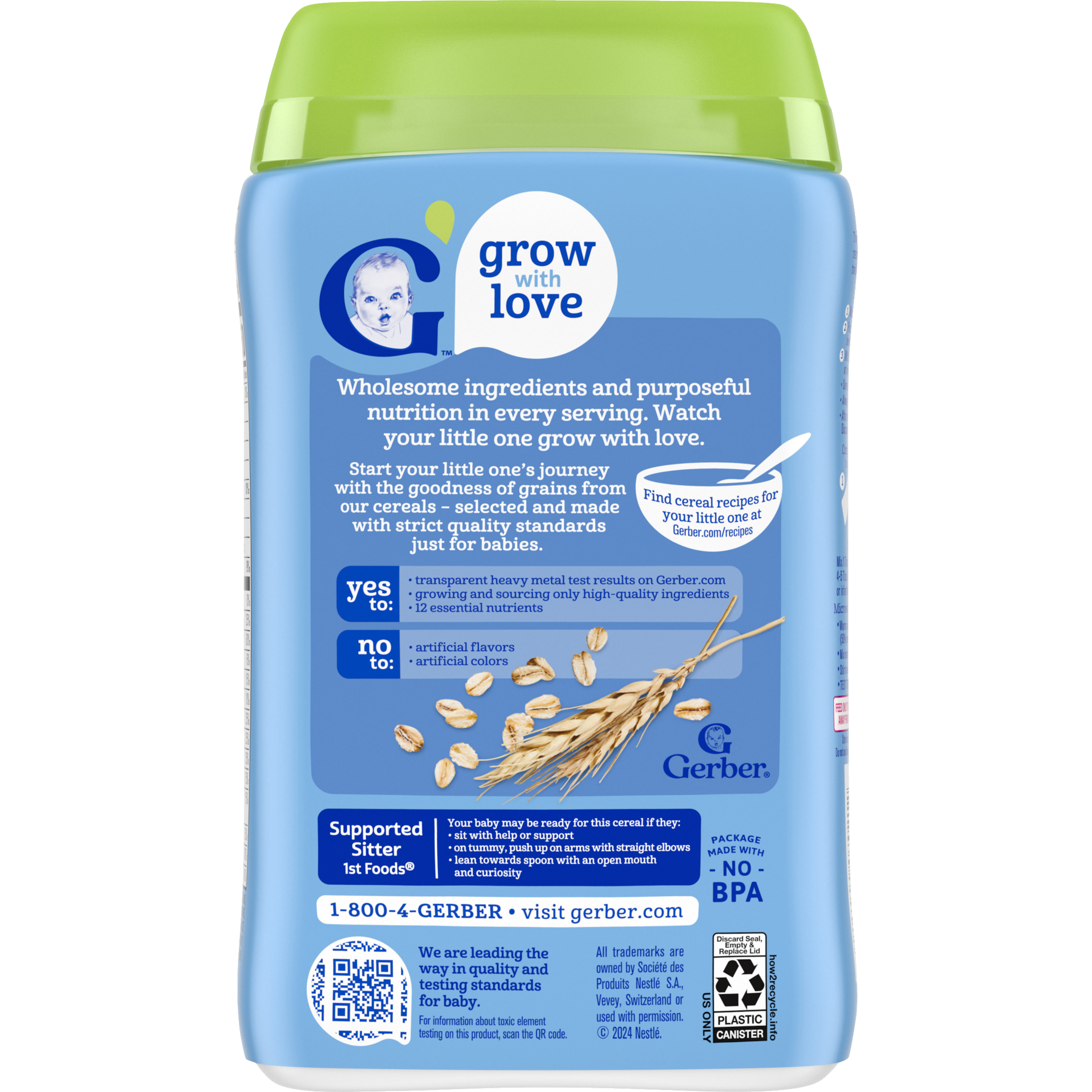 Gerber Organic Oatmeal Cereal – 227g | Single Grain Infant Cereal with 60% Daily Iron – First Foods for Supported Sitters (4+ Months)