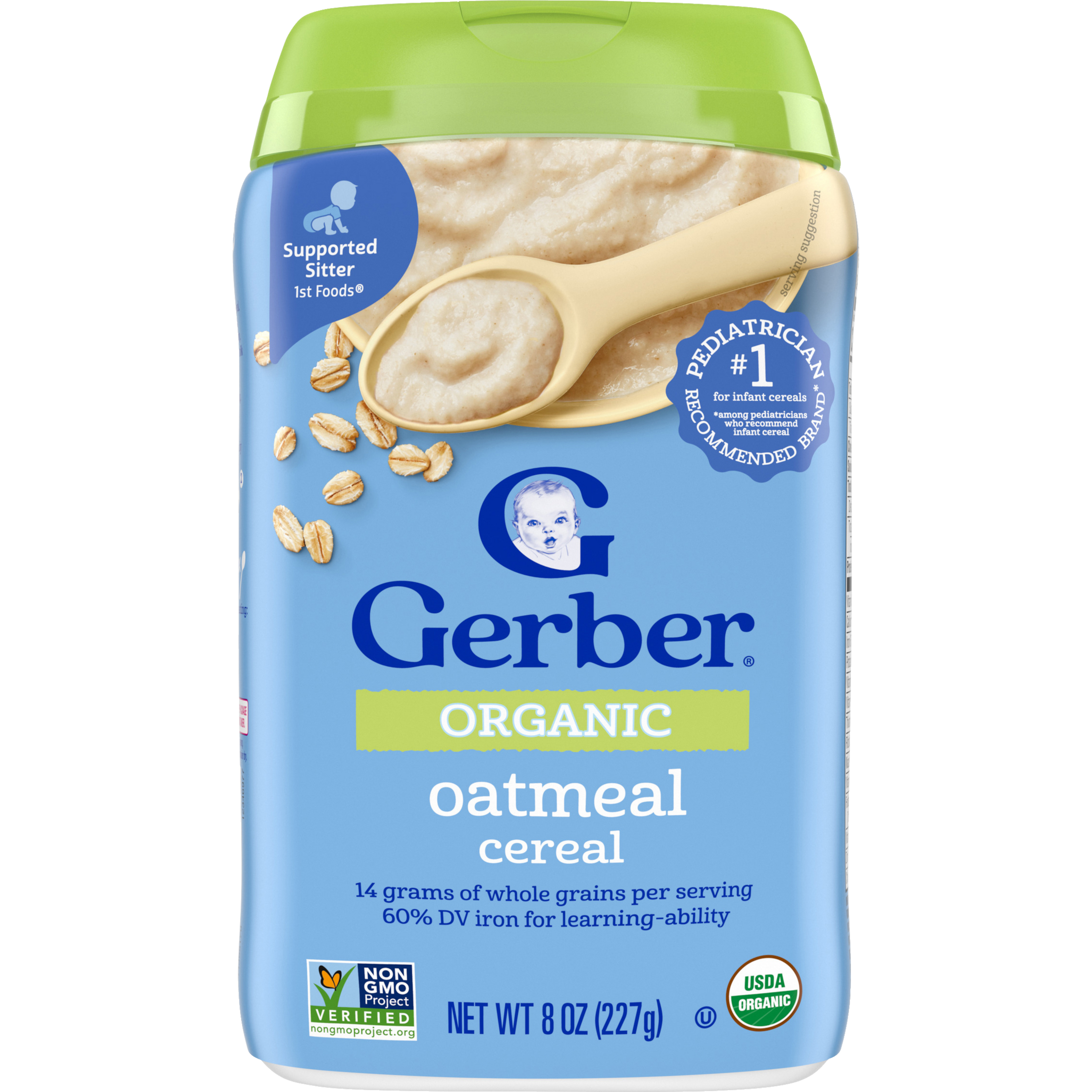 Gerber Organic Oatmeal Cereal – 227g | Single Grain Infant Cereal with 60% Daily Iron – First Foods for Supported Sitters (4+ Months)