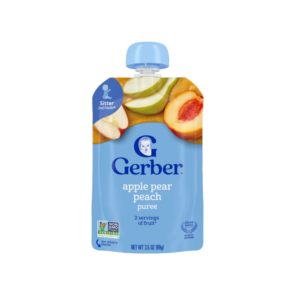 Gerber Apple Pear Peach Puree | Sitter 2nd Foods from 6 Months | 99g - MINIMEE KIDS