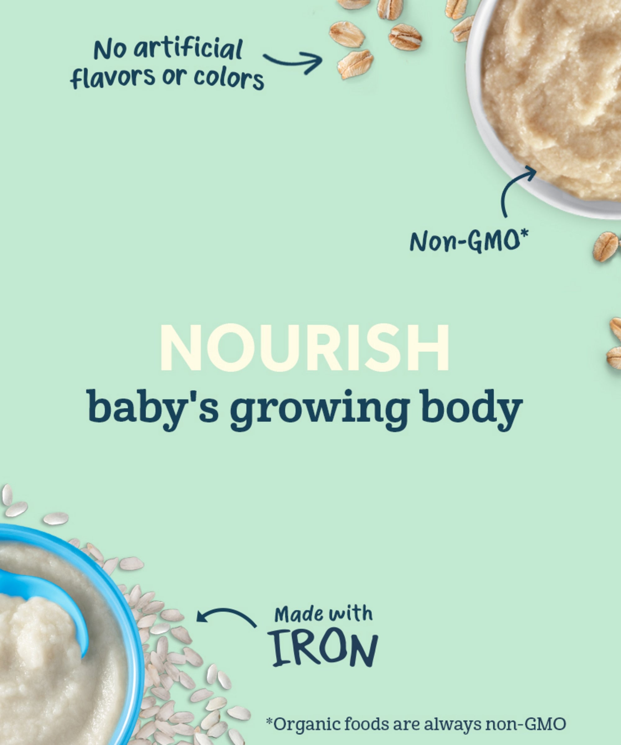 Gerber Organic Oatmeal Cereal – 227g | Single Grain Infant Cereal with 60% Daily Iron – First Foods for Supported Sitters (4+ Months) - MINIMEE KIDS