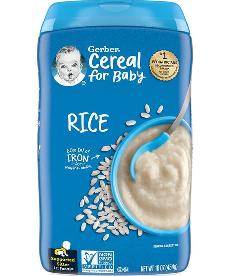 Gerber Rice Cereal for Baby 1st Foods Supported Sitter - 16oz/454g | Single Grain Cereal