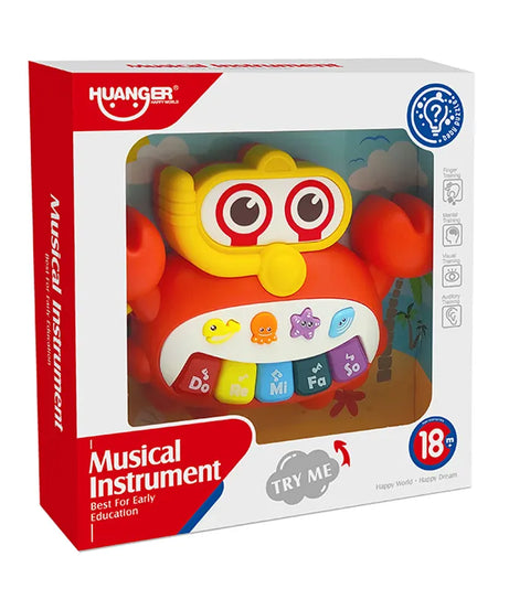 Huanger Musical Instrument Toy Piano - Crab Type | Finger Mental Visual Auditory Training for Ages 18 Months Plus - MINIMEE KIDS
