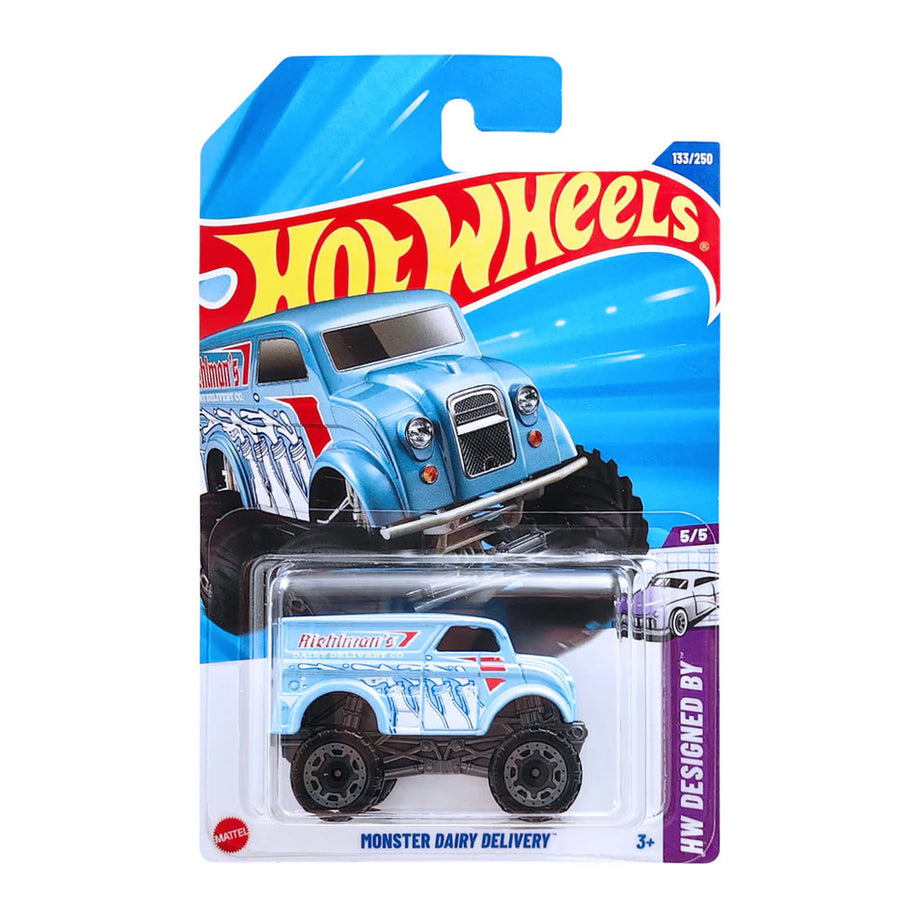 Hot Wheels 2025 Monster Dairy Delivery – HW Designed By 5/5 Series | Mainline 133/250 Die-Cast Truck (1:64 Scale, Collectible Model with Off-Road Tires)