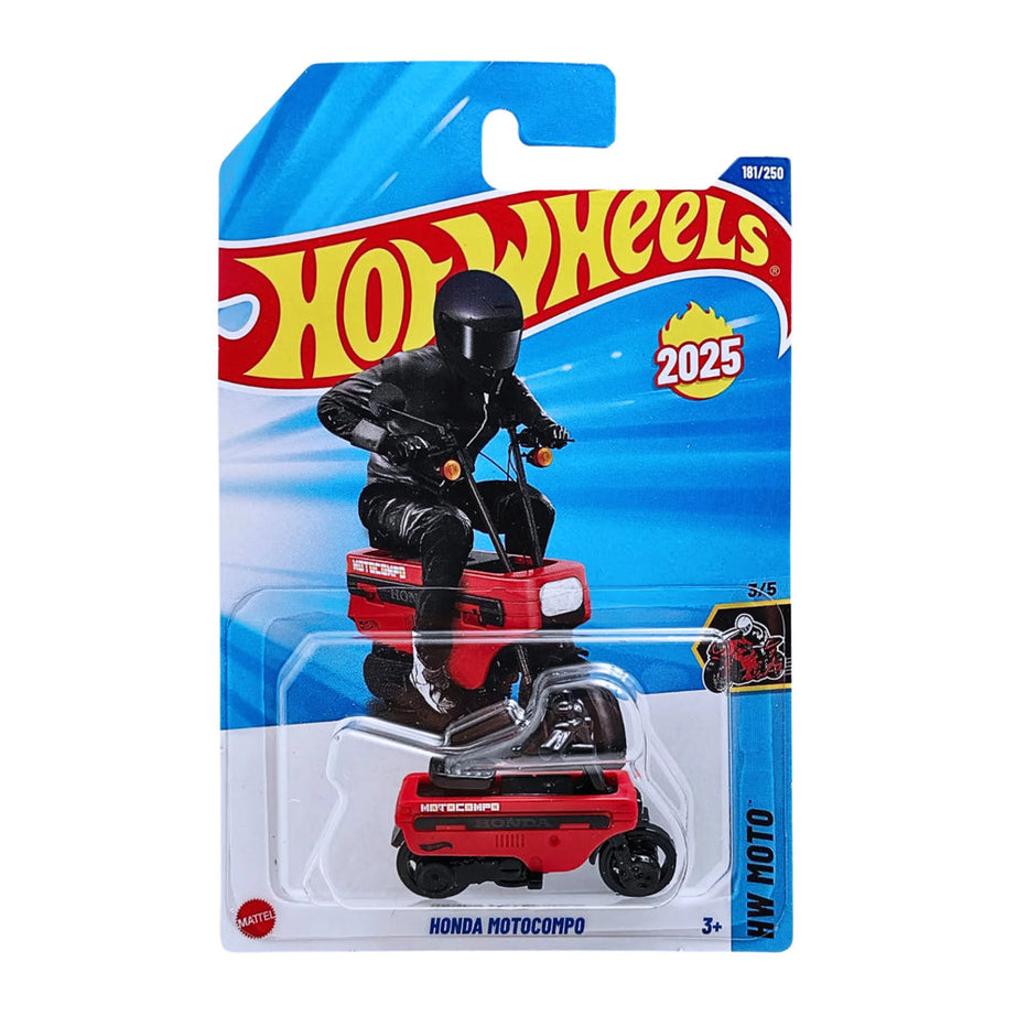 Hot Wheels Honda Motocompo Red Mini Bike Die-Cast Motorcycle – HW Moto 2025 Series (181/250) Collector’s Edition 3/5