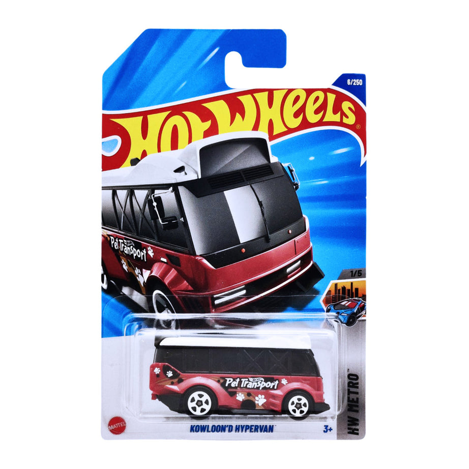 Hot Wheels HW Metro Kowloon’d Hypervan Die-Cast Car 6/250 – 1/5 HW Metro Series, Red & Black Pet Transport Van Collectible