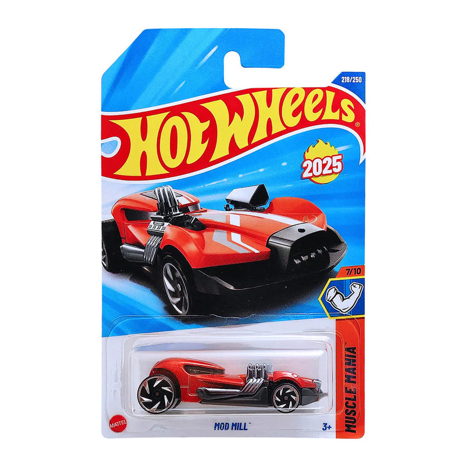 Hot Wheels 2025 Mod Mill Orange – 7/10 Muscle Mania Series 218/250 Die-Cast Car (1:64 Scale, Collectible Model for Kids & Collectors)