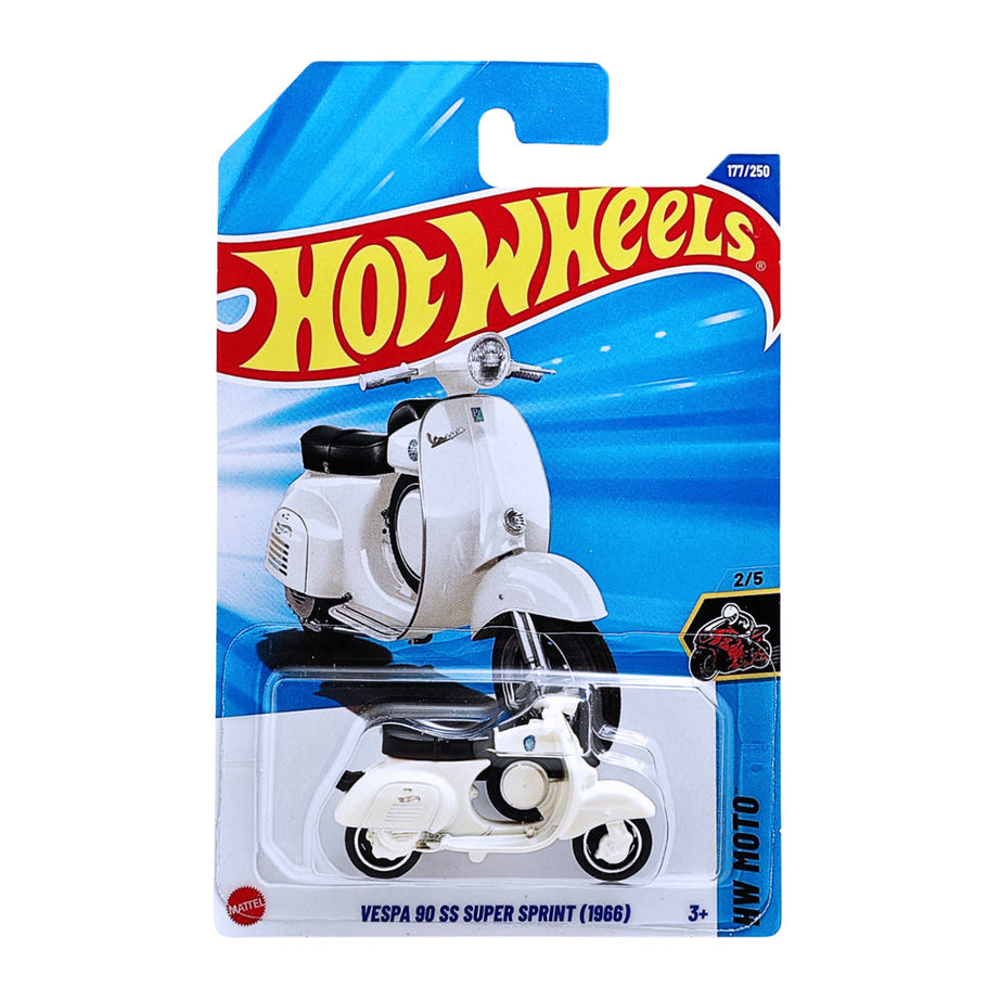 Hot Wheels 1966 Vespa 90 SS Super Sprint (White) | 2024 HW Moto Series 2/5 | 1:64 Scale Die-Cast Scooter | Minimee Kids India