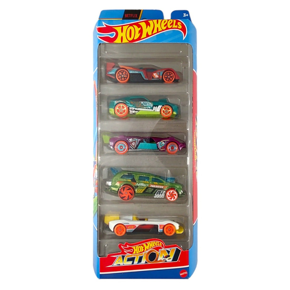 Mattel Hot Wheels Action 5-Pack Die-Cast Cars | NETFLIX Edition Racing Vehicles | Collectible Toy Cars for Kids 3+