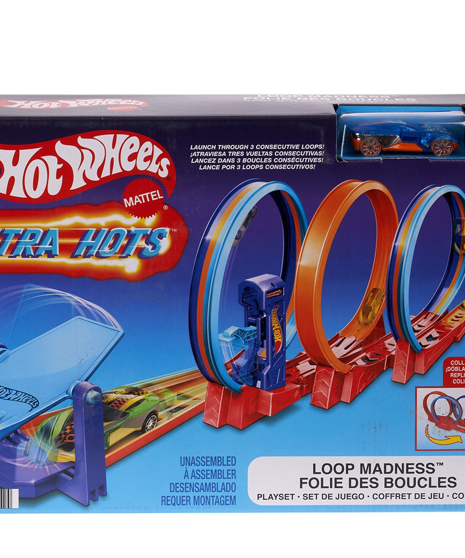 Hot Wheels Ultra Hots Loop Madness Track Set With 3 Loops And 1 Hot Wheels Car For 4+ Years