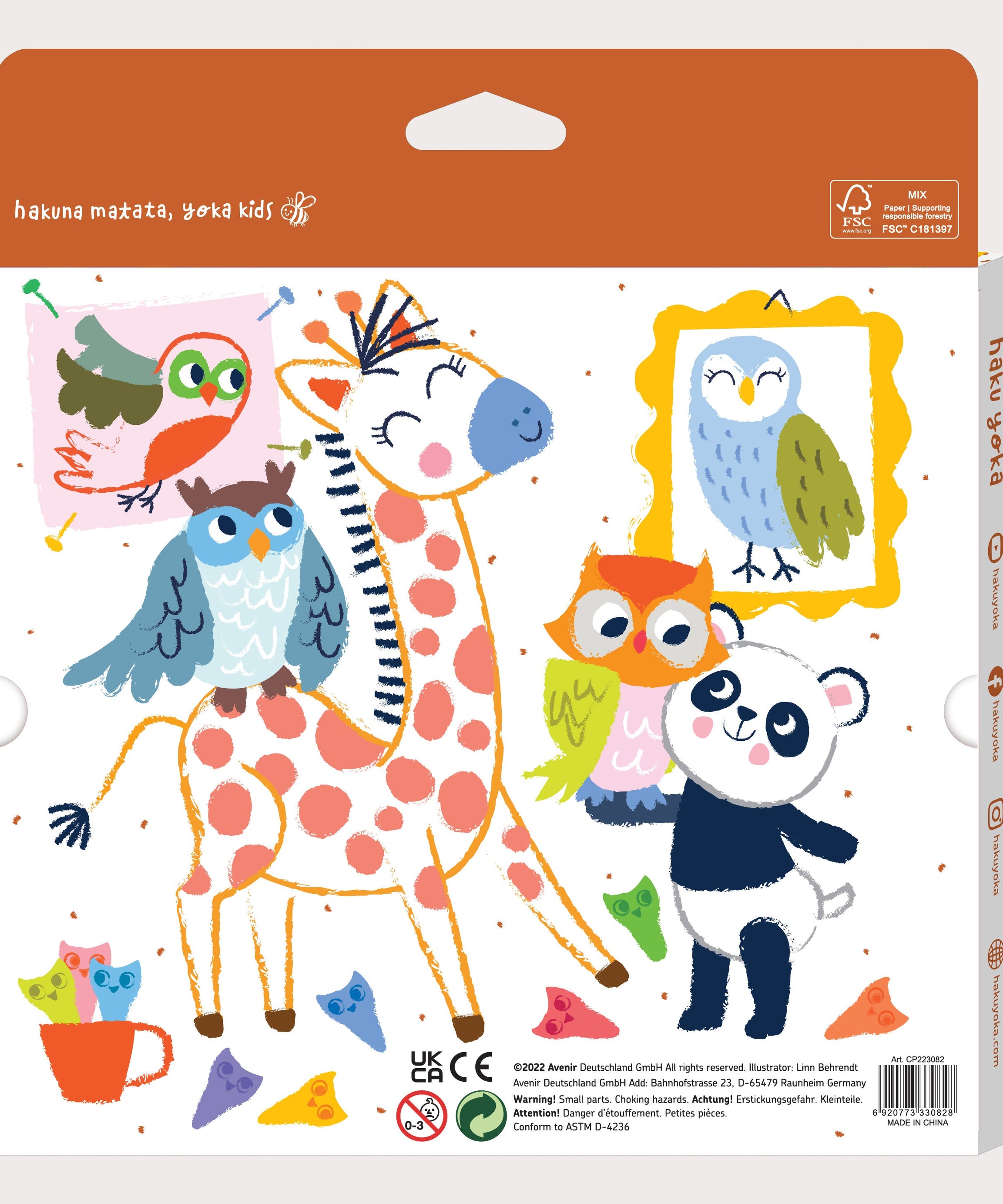 Avenir Haku Yoka 12 Mess-Free Durable Crayons for Toddlers | Easy-Grip Eco-Friendly Crayons with Smile & Owl Designs | Ages 2+