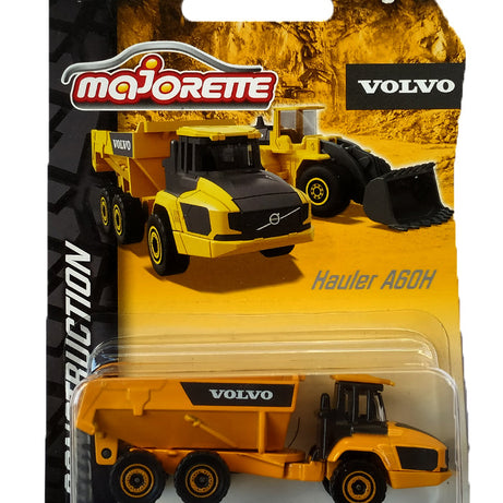 Majorette Volvo Construction Series (6 Assorted Models), Officially Licensed Die-Cast Metal Toy Vehicles with Moving Parts, for Kids and Collectors Aged 3+