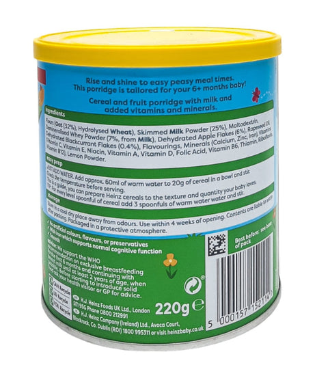 Heinz Oat & Apple Porridge | Baby Cereal with Iron | Perfect for Weaning - Nutritious Breakfast for Babies (6+ Months) | 220g