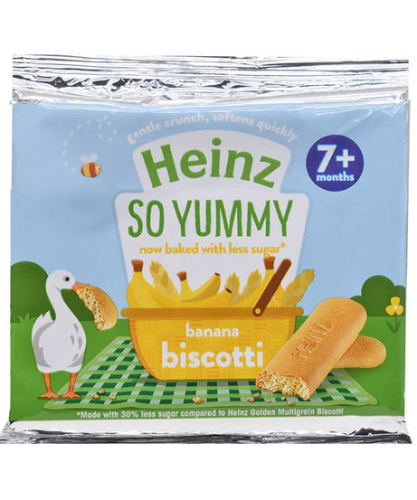 Heinz So Yummy Banana Biscotti for Babies 7+ Months – 60g Gentle Crunch Finger Food | Ideal for Baby-Led Weaning, No Artificial Additives, Easy to Hold & Softens Quickly