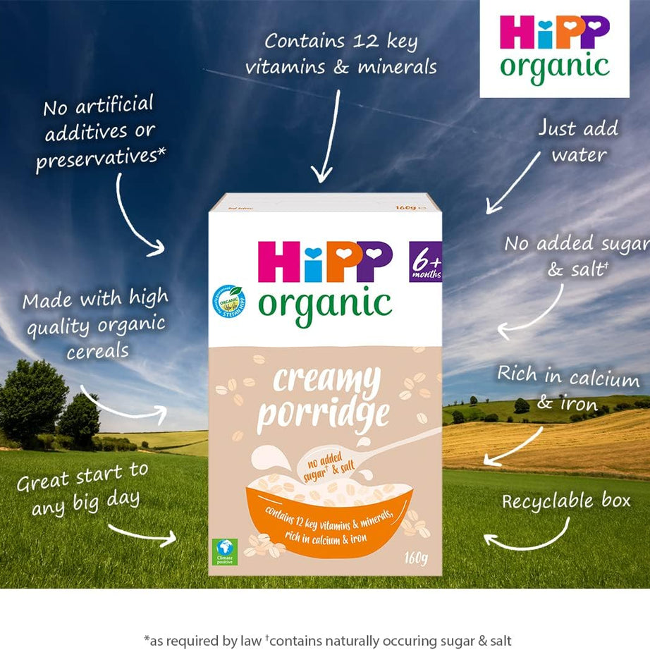 HiPP Organic Creamy Porridge for Babies 6 Months & Above | Smooth and Nutritious Baby Cereal | 160g - MINIMEE KIDS