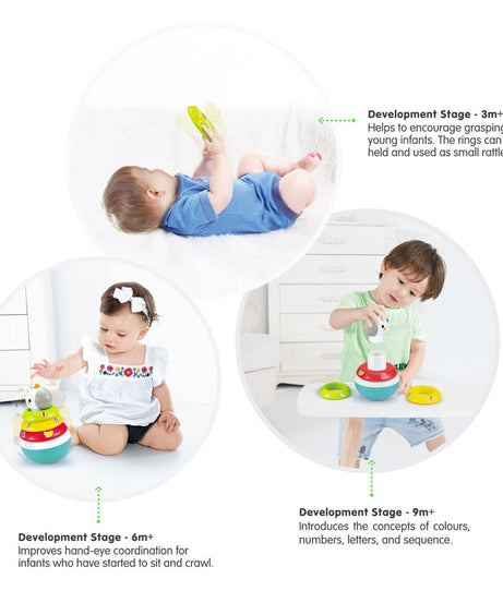 Hola Roly-Poly Unicorn Stacker Toy with Multicolored Rings and Rattle Sounds for Infants - MINIMEE KIDS