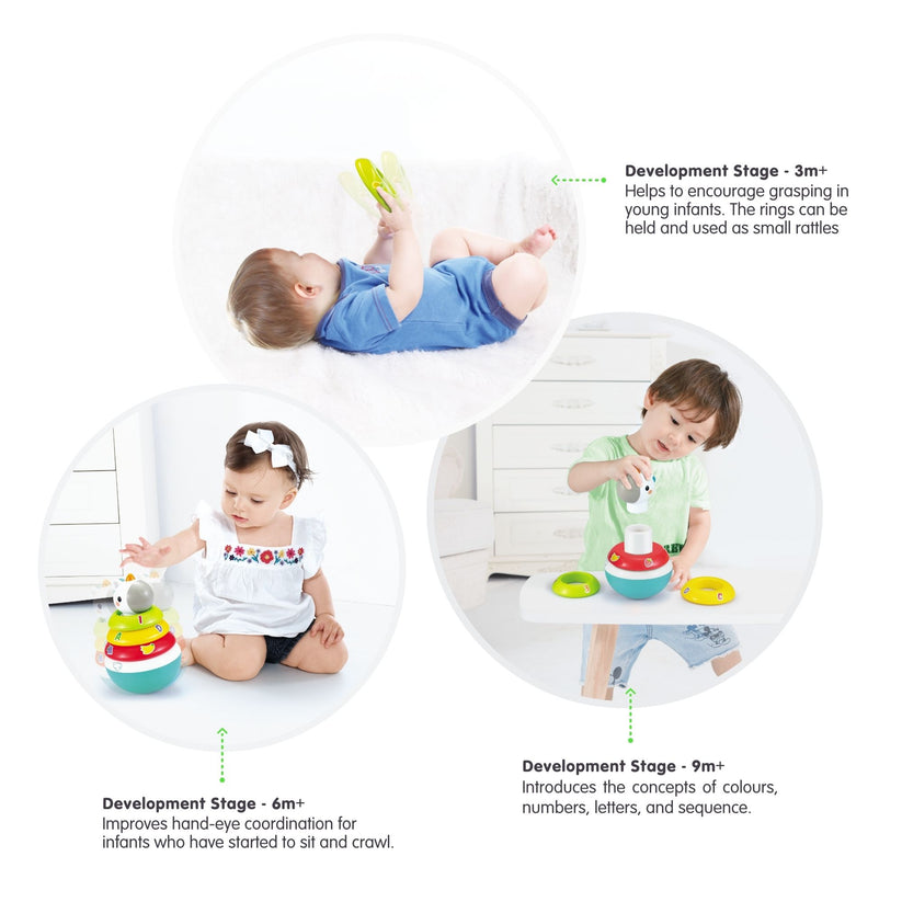 Hola Roly-Poly Unicorn Stacker Toy with Multicolored Rings and Rattle Sounds for Infants