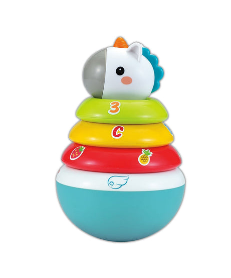 Hola Roly-Poly Unicorn Stacker Toy with Multicolored Rings and Rattle Sounds for Infants - MINIMEE KIDS