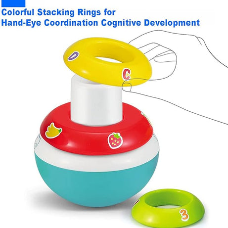 Hola Roly-Poly Unicorn Stacker Toy with Multicolored Rings and Rattle Sounds for Infants