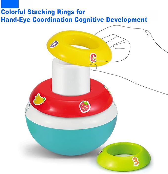 Hola Roly-Poly Unicorn Stacker Toy with Multicolored Rings and Rattle Sounds for Infants