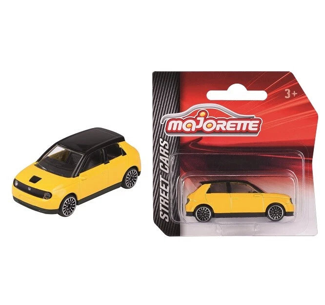 Majorette Street Cars Honda E | Officially Licensed Yellow Die-Cast Metal Electric Car, Realistic 1:64 Scale Model for Kids and Collectors Aged 3+
