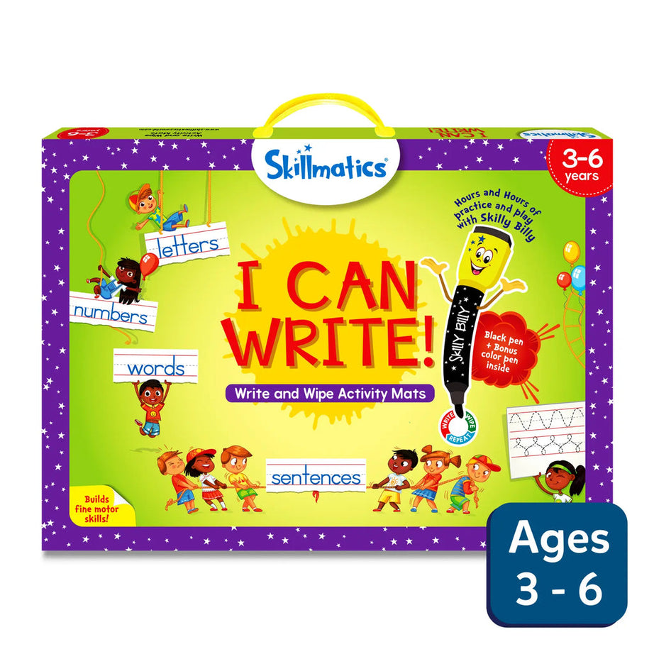 Skillmatics I Can Write: Write & Wipe Reusable Activity Mats for Kids Ages 3-6 | Fun Learning with 12 Engaging Activities to Enhance Writing Skills, Creativity, and Confidence