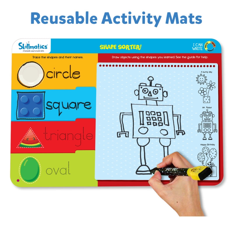 Skillmatics I Can Write: Write & Wipe Reusable Activity Mats for Kids Ages 3-6 | Fun Learning with 12 Engaging Activities to Enhance Writing Skills, Creativity, and Confidence