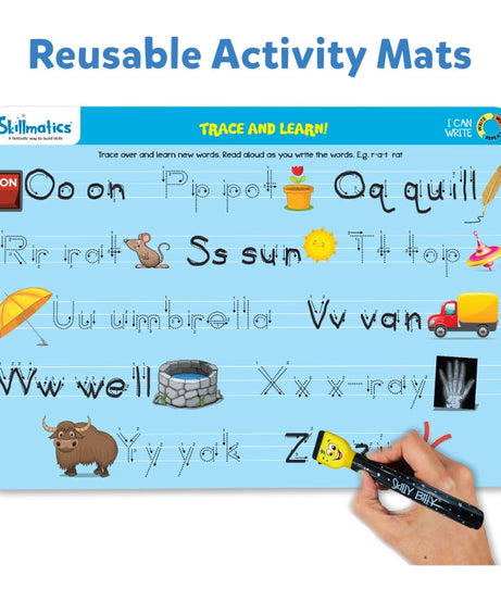 Skillmatics I Can Write: Write & Wipe Reusable Activity Mats for Kids Ages 3-6 | Fun Learning with 12 Engaging Activities to Enhance Writing Skills, Creativity, and Confidence - MINIMEE KIDS
