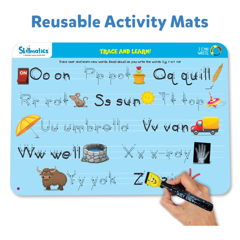 Skillmatics I Can Write: Write & Wipe Reusable Activity Mats for Kids Ages 3-6 | Fun Learning with 12 Engaging Activities to Enhance Writing Skills, Creativity, and Confidence
