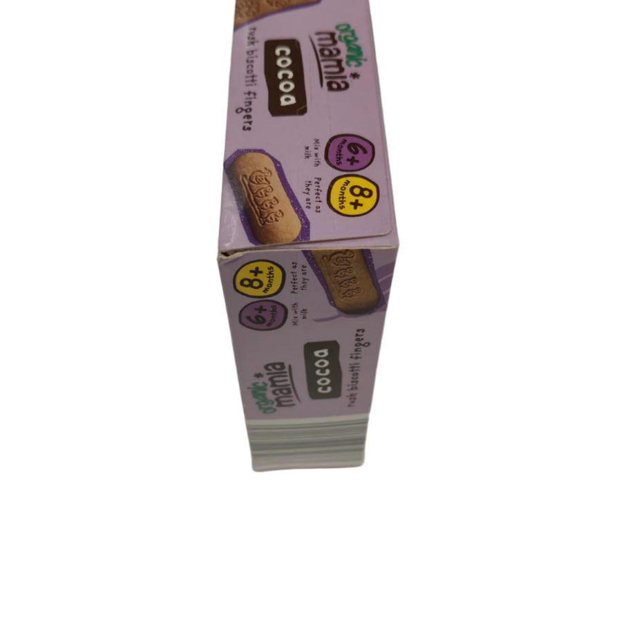 Organic Mamia Cocoa Rusk Biscotti Fingers for Babies 6+ Months & 8+ Months - 100g | Organic Teething Snack | No Artificial Colours or Flavourings | Perfect First Finger Food