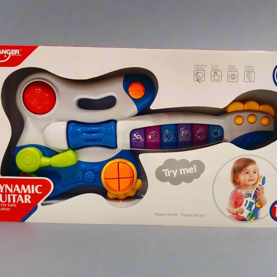 Huanger Dynamic Guitar With Music & Bashing Buttons for Kids 18 Months and Above | Interactive Musical Fun for Your Little Rockstar | With 3 AA Batteries Included