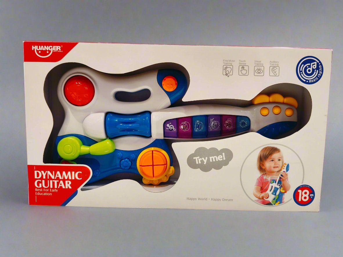 Huanger Dynamic Guitar With Music & Bashing Buttons for Kids 18 Months and Above | Interactive Musical Fun for Your Little Rockstar | With 3 AA Batteries Included - MINIMEE KIDS