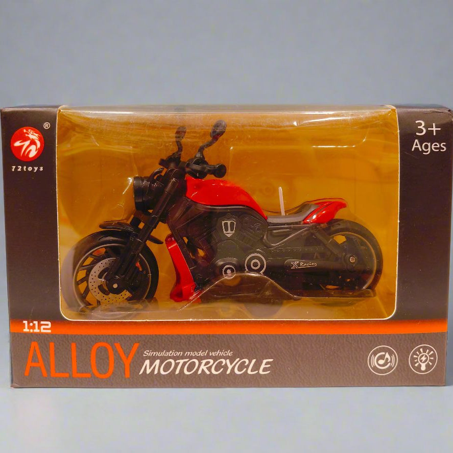 Alloy Motorcycle Harley Davidson Simulation Model Vehicle with Music & Light | Pull Back Motorcycles Toy, Gift for Boys Kids Age 3+ Years Old - Red