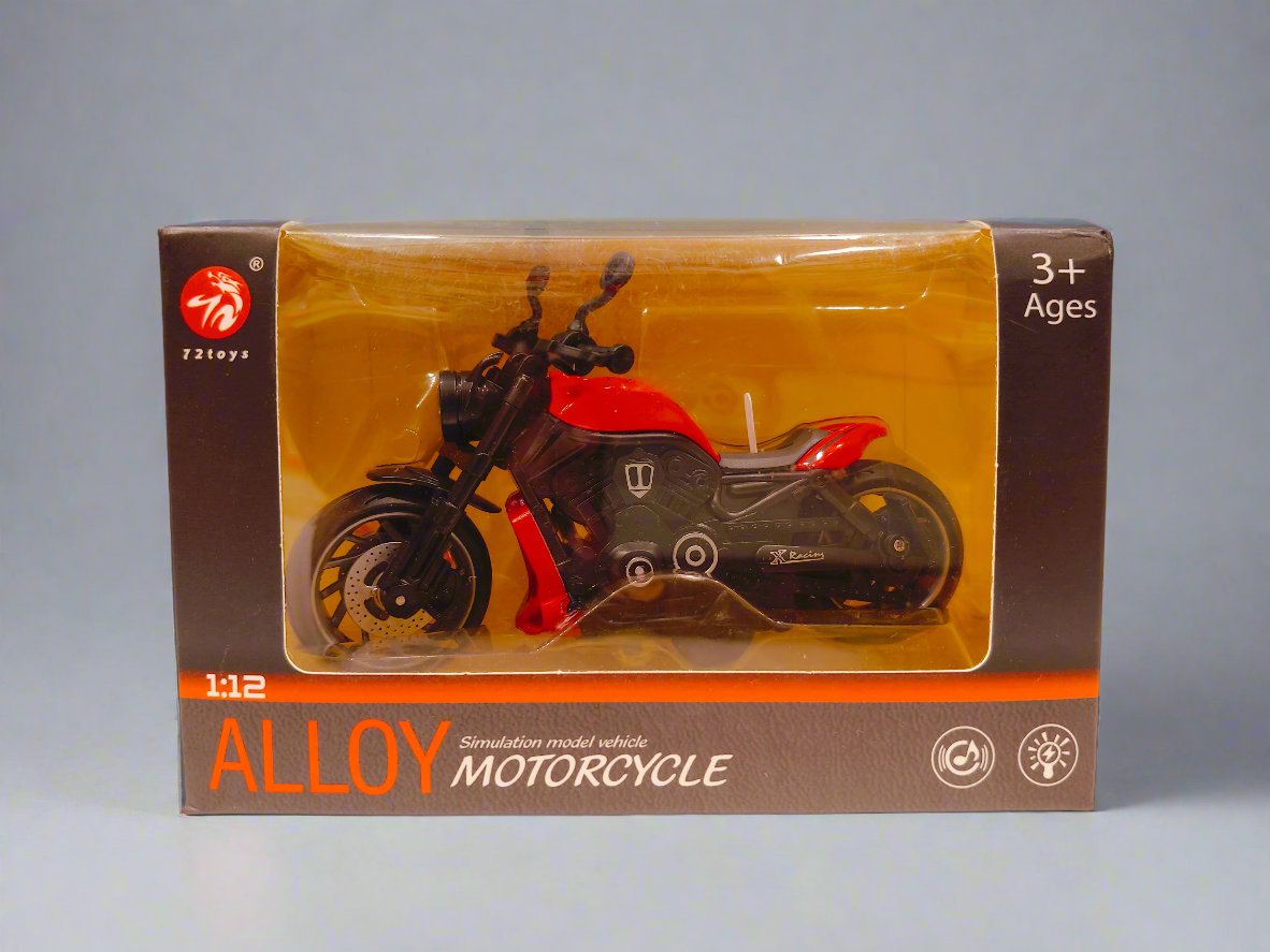 Alloy Motorcycle Harley Davidson Simulation Model Vehicle with Music & Light | Pull Back Motorcycles Toy, Gift for Boys Kids Age 3+ Years Old - Red