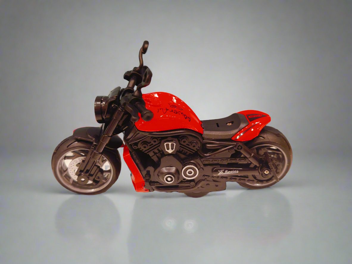 Alloy Motorcycle Harley Davidson Simulation Model Vehicle with Music & Light | Pull Back Motorcycles Toy, Gift for Boys Kids Age 3+ Years Old - Red