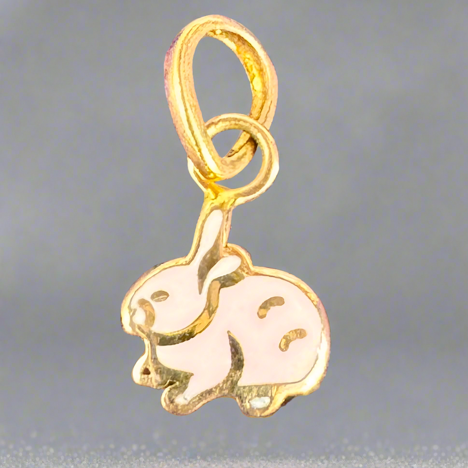 Kids' Cute Light Pink Rabbit 18k Gold Exclusive Pendant Adorable and Elegant Jewelry for Kids | Safe and Stylish