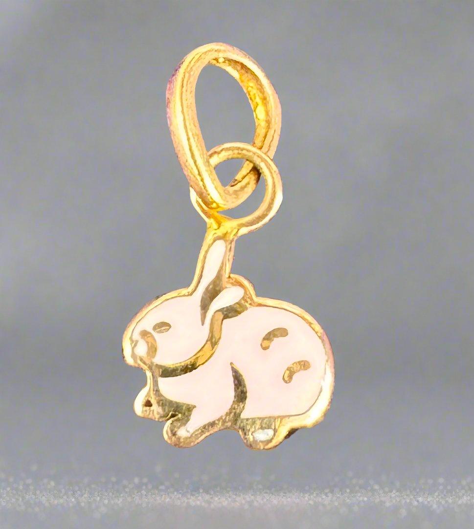 Kids' Cute Light Pink Rabbit 18k Gold Exclusive Pendant Adorable and Elegant Jewelry for Kids | Safe and Stylish