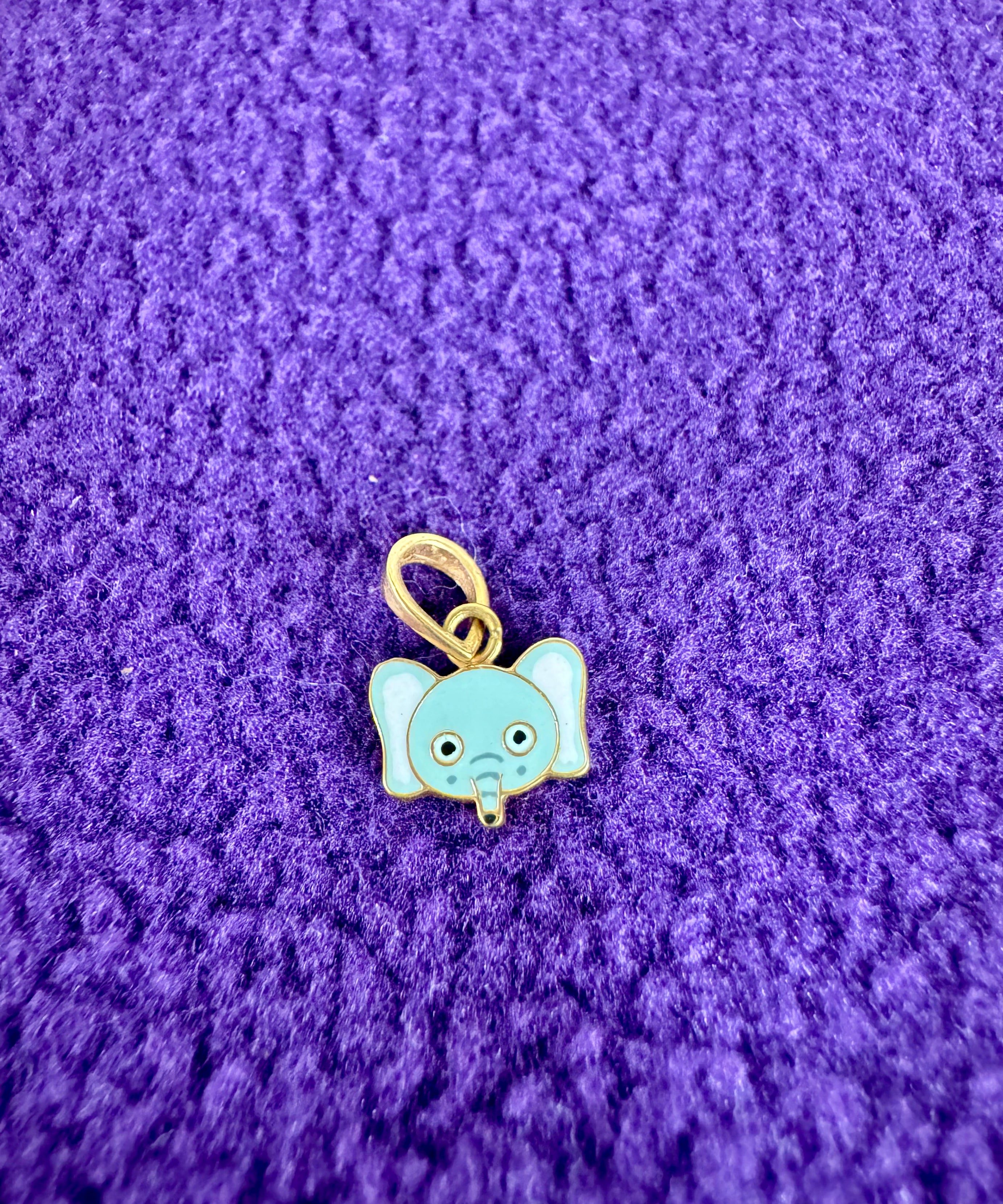 Kids' Cute Sky Blue Elephant Face Pendant in 18k Gold Adorable and Elegant Jewelry for Kids | Safe and Stylish