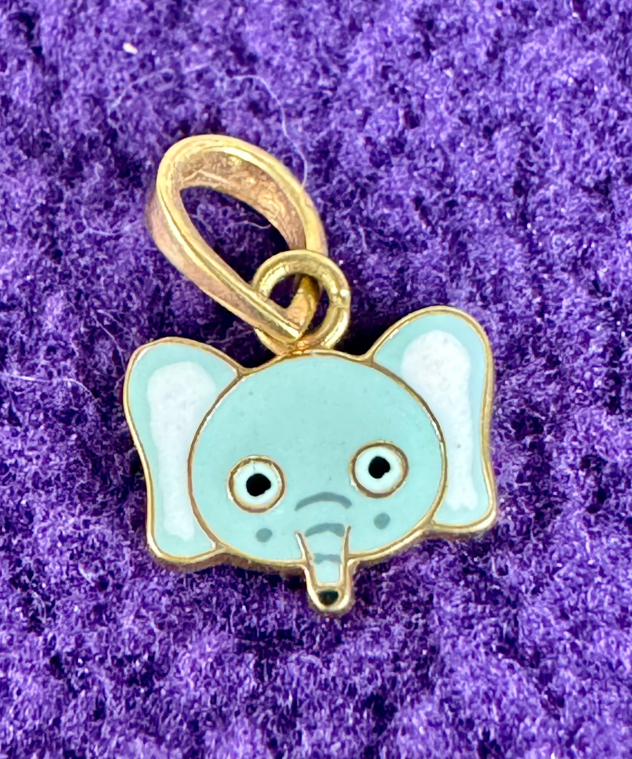Kids' Cute Sky Blue Elephant Face Pendant in 18k Gold Adorable and Elegant Jewelry for Kids | Safe and Stylish