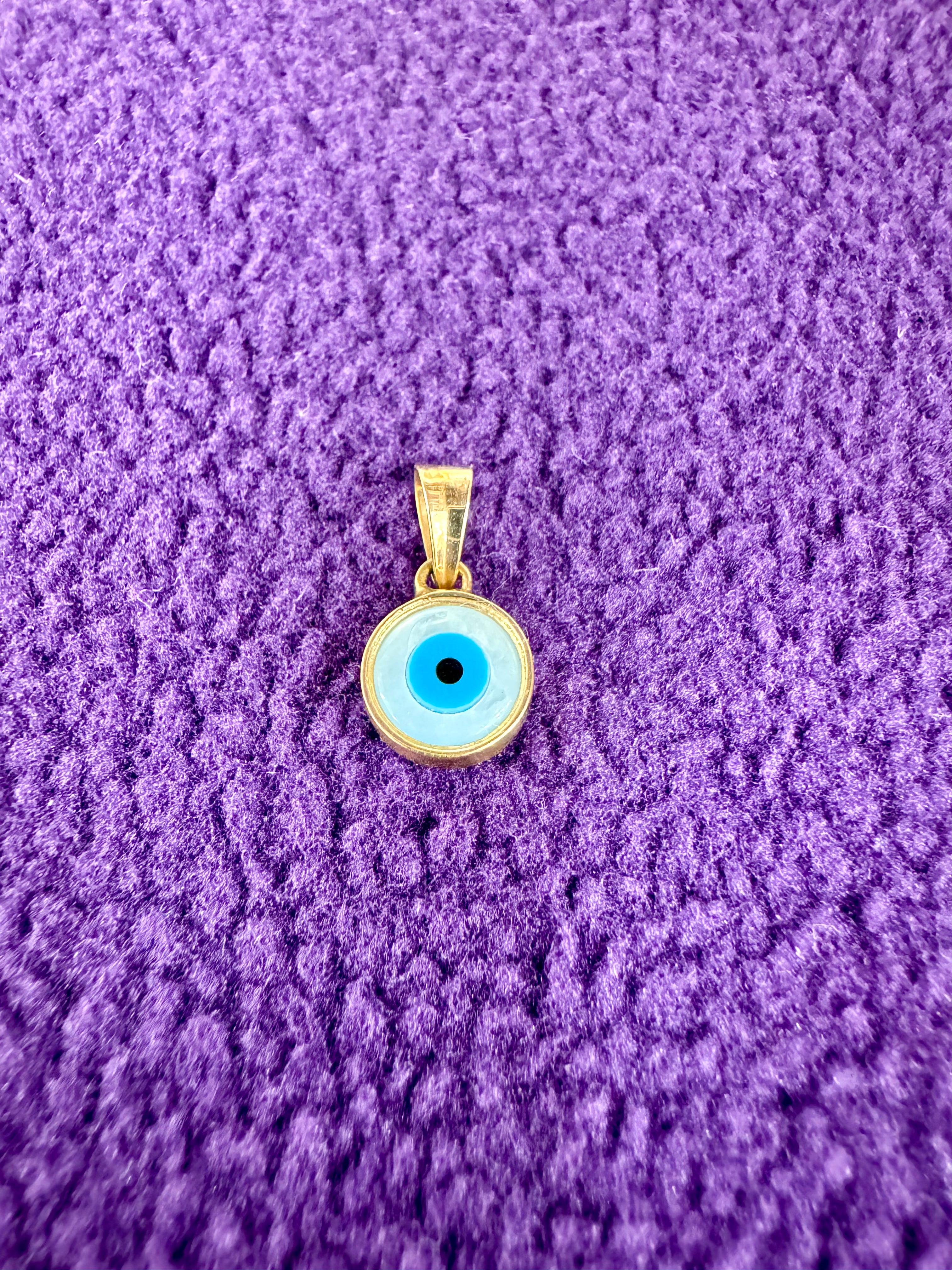 18K Gold Blue Evil Eye Pendent | Symbol of Protection and Good Luck | Stylish and Protective Jewelry for Kids