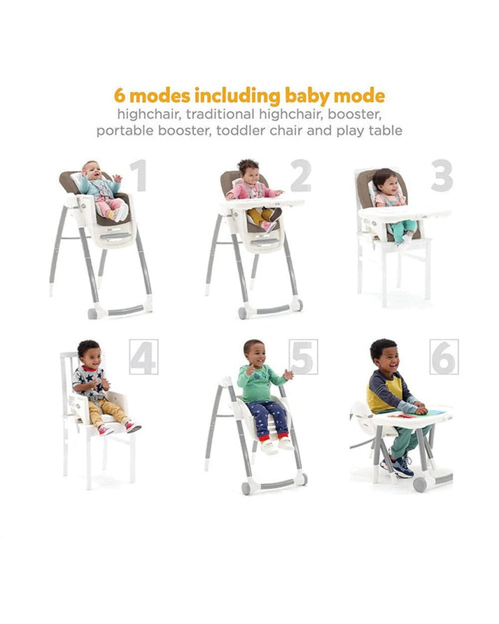 Joie Multiply 6in1 High Chair – Convertible Booster Seat & Mini Table | Adjustable Heights & Tray | Compact Fold | For Babies 6M to 6Y | Speckled Color | Up to 27Kg