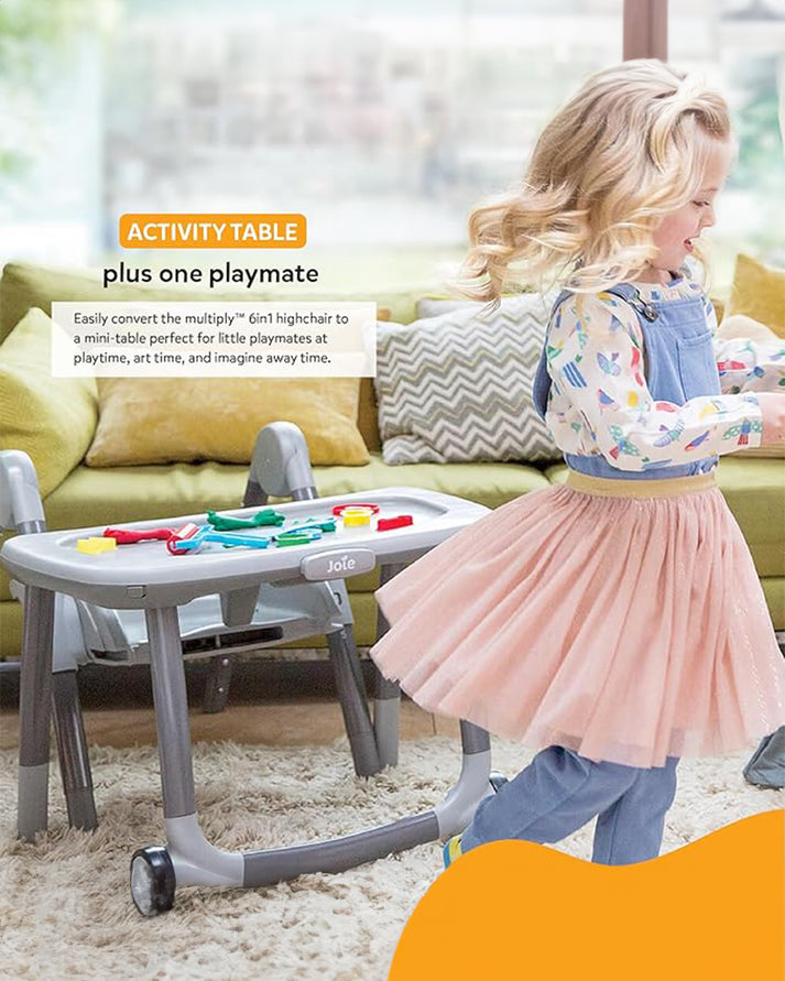 Joie Multiply 6in1 High Chair – Convertible Booster Seat & Mini Table | Adjustable Heights & Tray | Compact Fold | For Babies 6M to 6Y | Speckled Color | Up to 27Kg