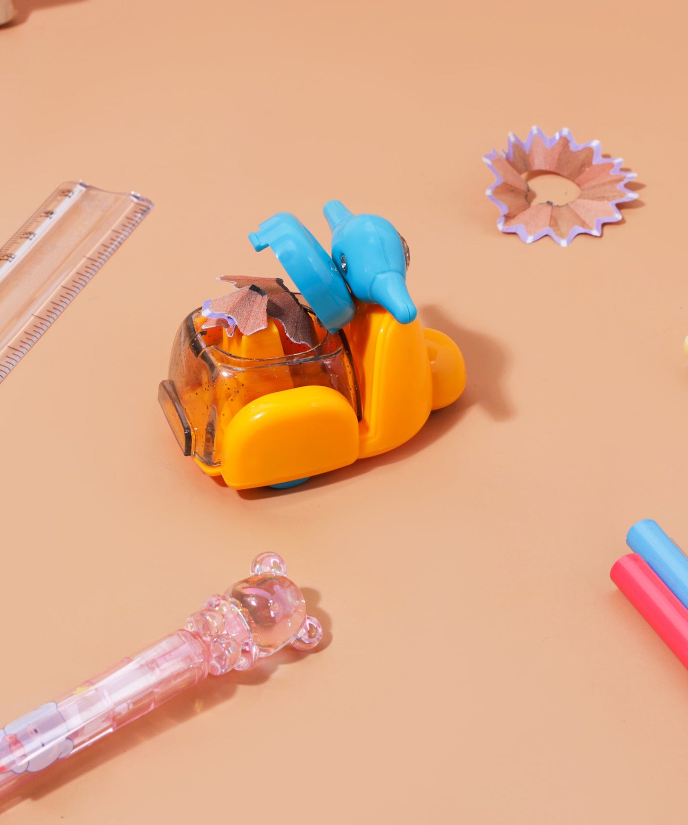 Kidgets KD405 Scooter Pencil Sharpener for Kids | Fun "Sharp and Store" Retro Scooter Stationery | Stainless Steel Blade | Assorted Colors