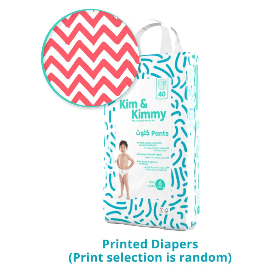 Kim & Kimmy Size 6 Pant Style Diapers 15-20 kg, Pack of 40 Diapers Ultimate Comfort and Freedom for Active Toddlers | Ultra-Absorbent and Gentle - MINIMEE KIDS