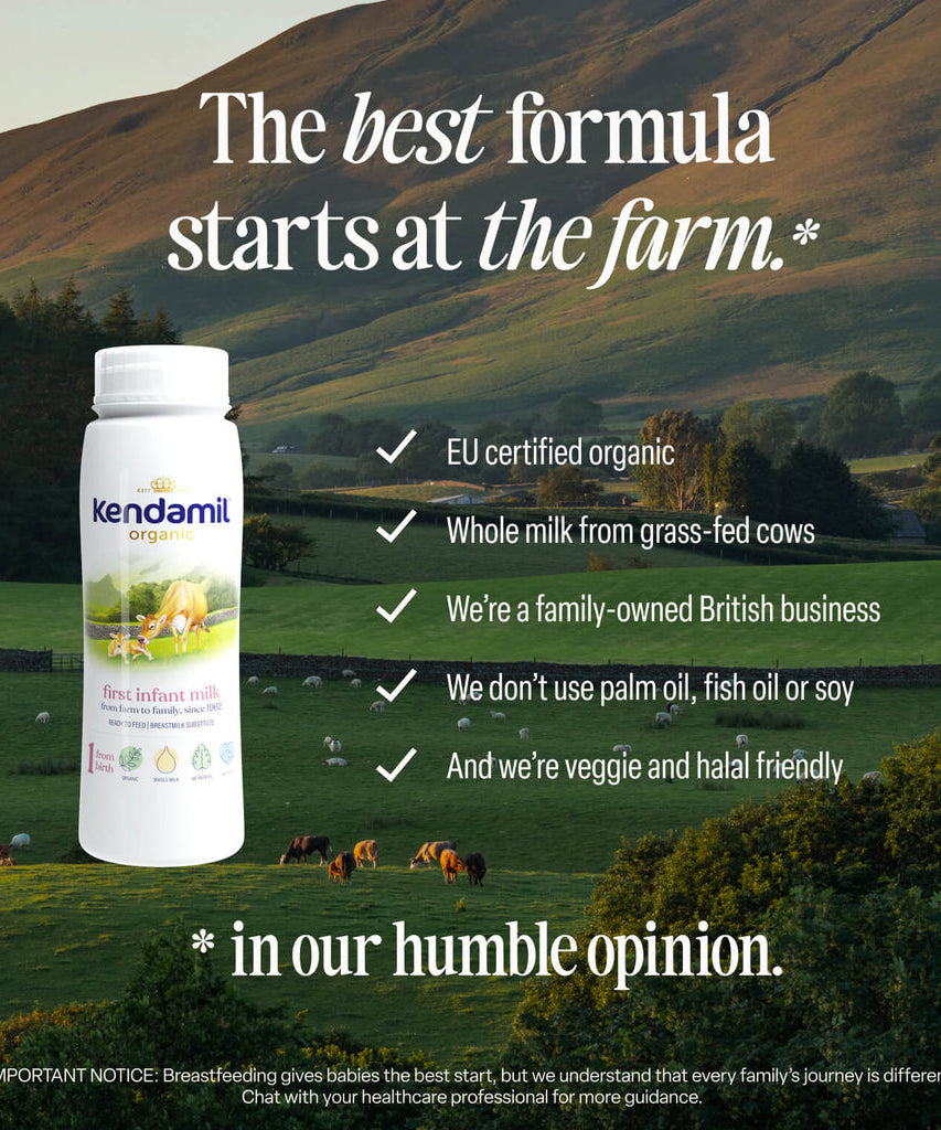 Kendamil Organic First Infant Milk Ready to Feed (200ml) – Stage 1 | Organic Whole Milk, No Palm Oil, Plant-Based Algae DHA & Prebiotics (Ready to Drink)