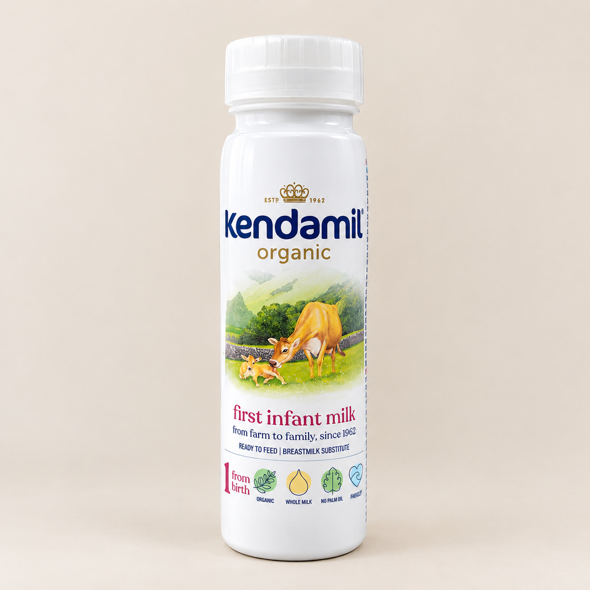 Kendamil Organic First Infant Milk Ready to Feed (200ml) – Stage 1 | Organic Whole Milk, No Palm Oil, Plant-Based Algae DHA & Prebiotics (Ready to Drink)