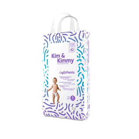 Kim & Kimmy Size 5 Pant Style Diapers 12-17 kg Pack of 42 Diapers | Ultimate Comfort and Protection for Growing Babies | Ultra-Absorbent and Gentle - MINIMEE KIDS